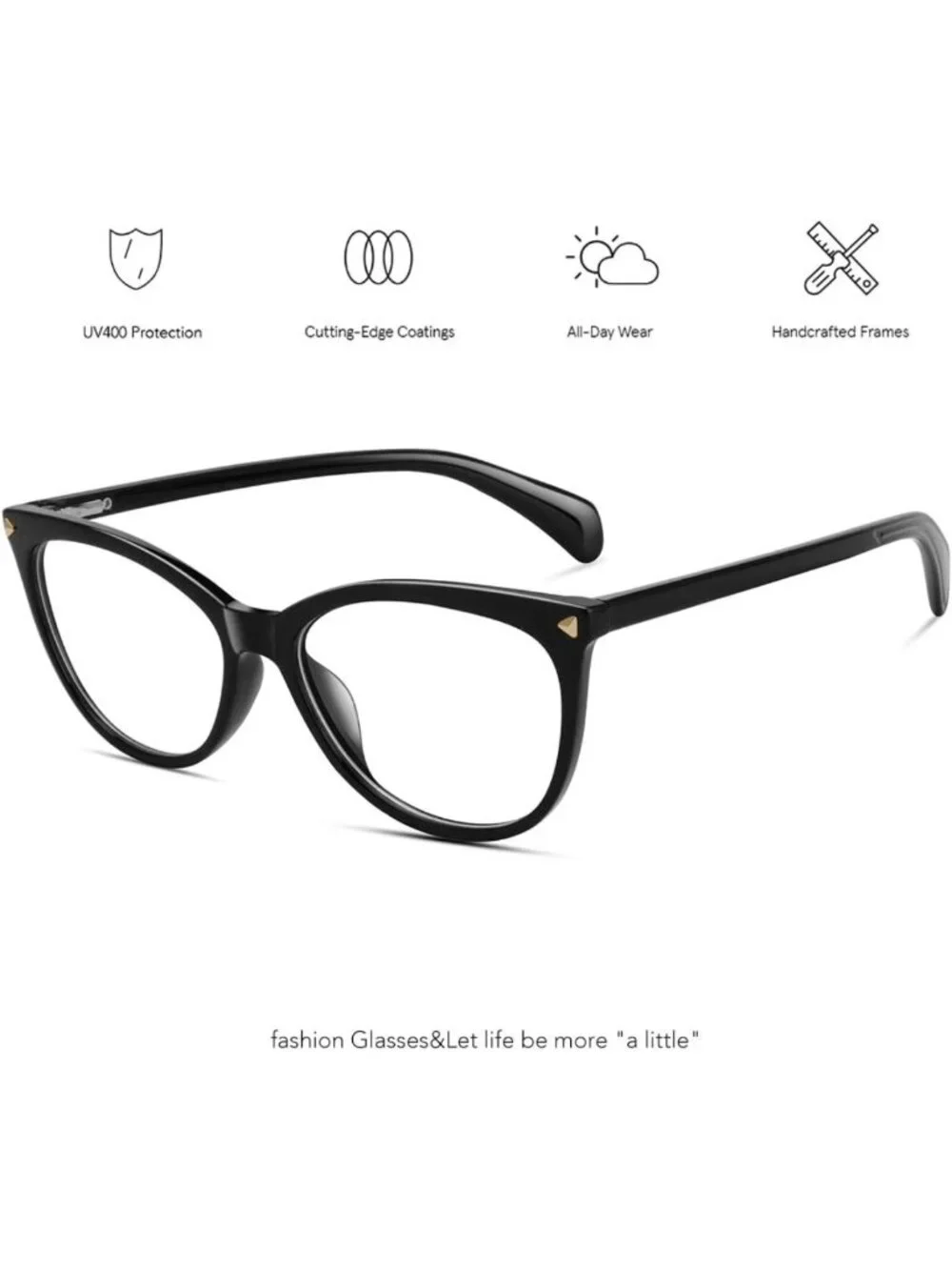 Retro Cat Eye Non-Prescription Glasses Frames for Women | Stylish HD Clear Lens